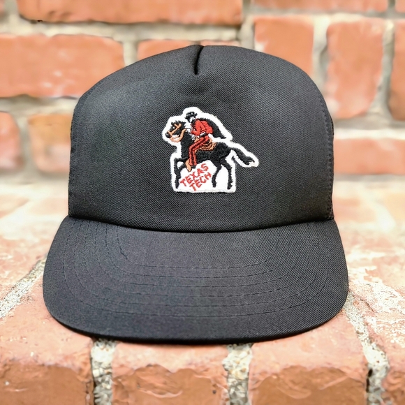 Vintage Texas Tech University Red Raiders NCAA AJD Snapback Trucker Cap Hat 80s - Picture 1 of 11